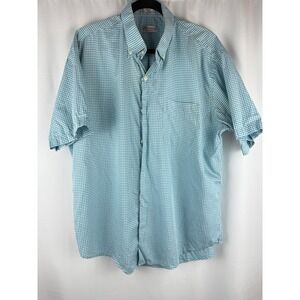 Peter Millar Crown Soft Gingham Button Up Short Sleeve Shirt XL‎ Cotton Silk